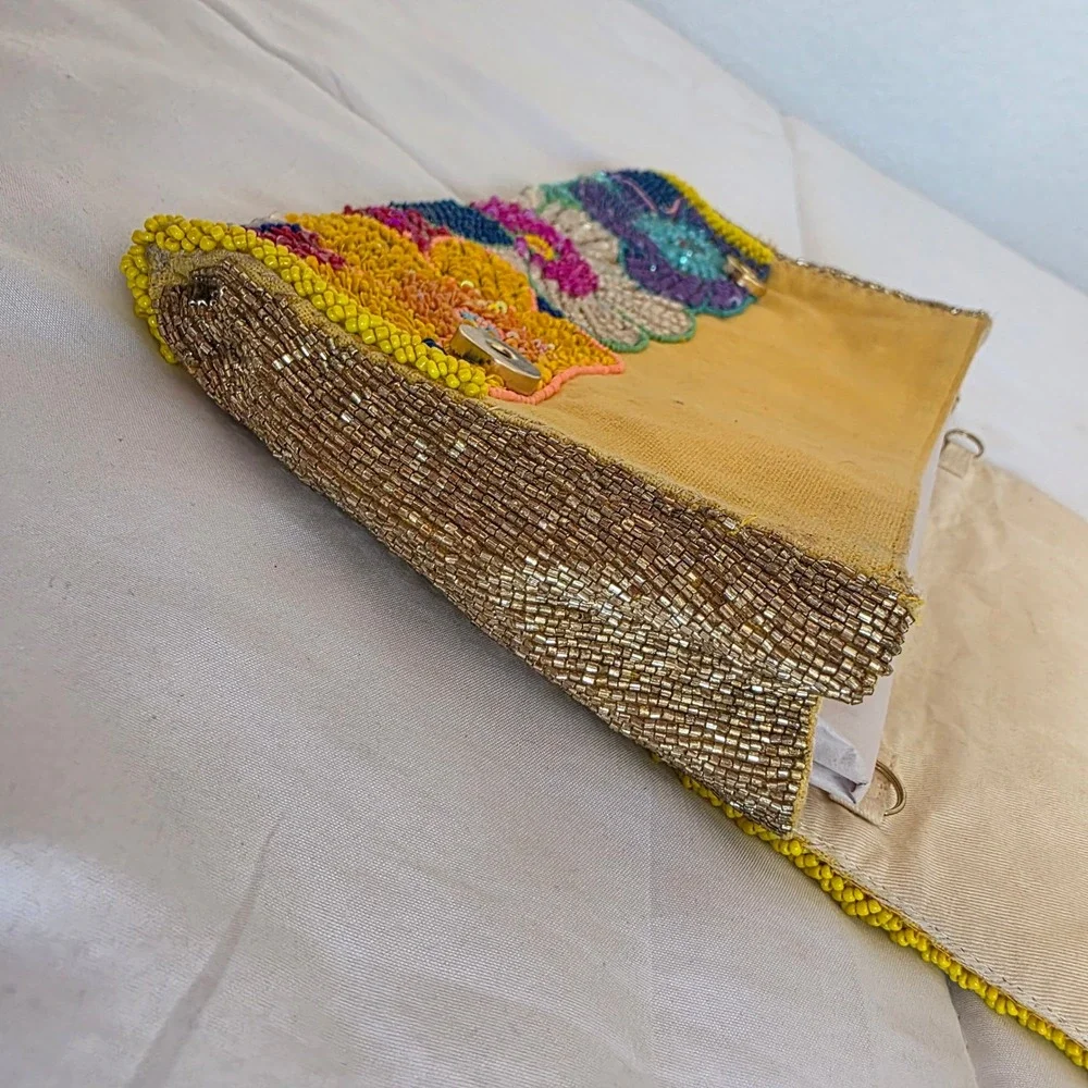 One of a kind Hand-Beaded Floral Clutch Purse Evening Bag‎ Small Evening Bag